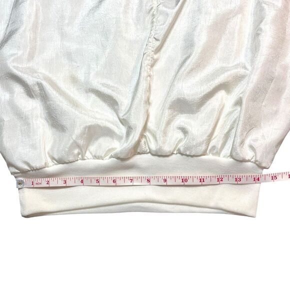 Vintage Adolfo 80s Windbreaker Top White Lipstick Perfume Embroidered Small - Picture 15 of 15